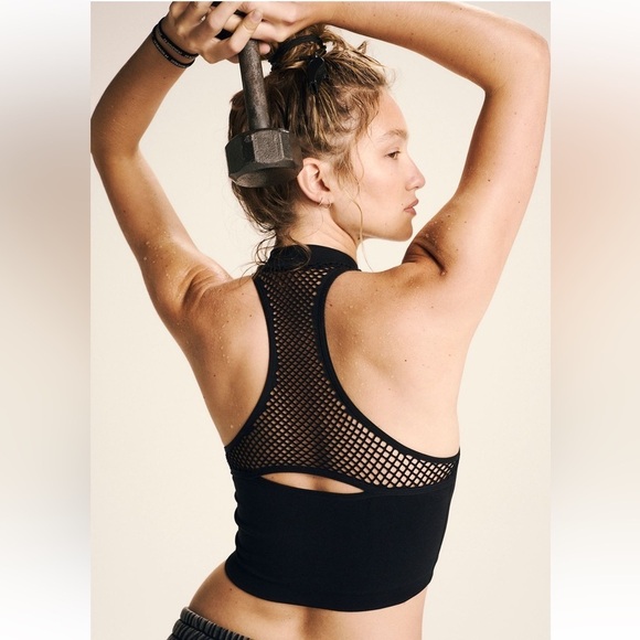 {NWOT Free People Movement Every Single Time Black Mesh Bra Cropped Top XS/S} - Picture 5 of 7